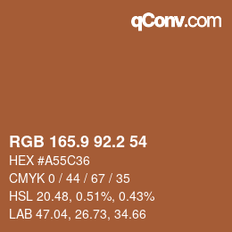 Color code: RGB 165.9 92.2 54 | qconv.com