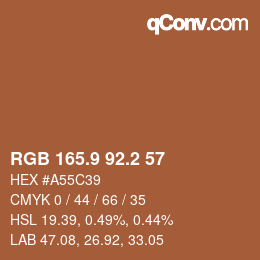 Color code: RGB 165.9 92.2 57 | qconv.com