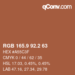 Color code: RGB 165.9 92.2 63 | qconv.com