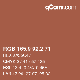 Farbcode: RGB 165.9 92.2 71 | qconv.com