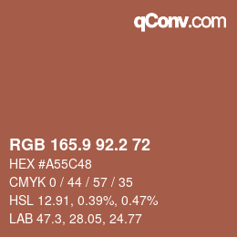 カラーコード: RGB 165.9 92.2 72 | qconv.com