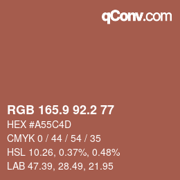 Color code: RGB 165.9 92.2 77 | qconv.com
