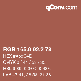 Color code: RGB 165.9 92.2 78 | qconv.com