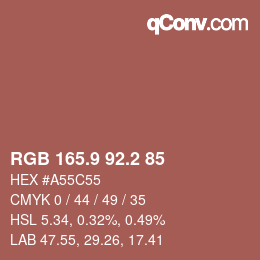 Color code: RGB 165.9 92.2 85 | qconv.com