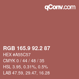カラーコード: RGB 165.9 92.2 87 | qconv.com