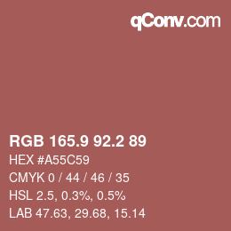 カラーコード: RGB 165.9 92.2 89 | qconv.com