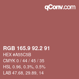 カラーコード: RGB 165.9 92.2 91 | qconv.com