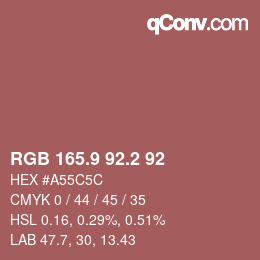 Farbcode: RGB 165.9 92.2 92 | qconv.com