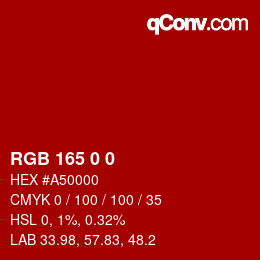 Color code: RGB 165 0 0 | qconv.com