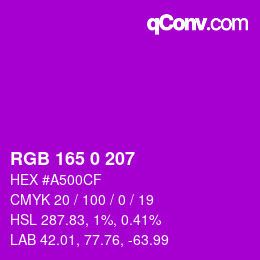 Color code: RGB 165 0 207 | qconv.com