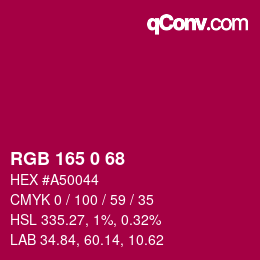 Color code: RGB 165 0 68 | qconv.com