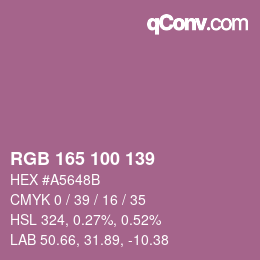 Farbcode: RGB 165 100 139 | qconv.com