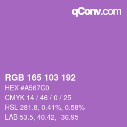 颜色代码: RGB 165 103 192 | qconv.com