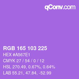 Color code: RGB 165 103 225 | qconv.com