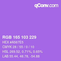 颜色代码: RGB 165 103 229 | qconv.com