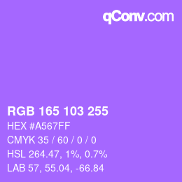 Color code: RGB 165 103 255 | qconv.com