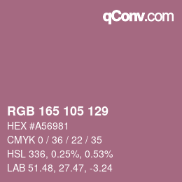 颜色代码: RGB 165 105 129 | qconv.com
