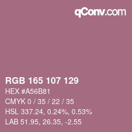 颜色代码: RGB 165 107 129 | qconv.com