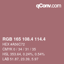 カラーコード: RGB 165 108.4 114.4 | qconv.com