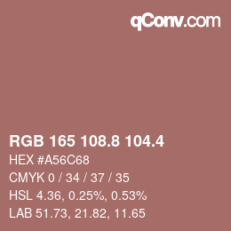カラーコード: RGB 165 108.8 104.4 | qconv.com
