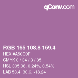 カラーコード: RGB 165 108.8 159.4 | qconv.com