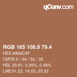 カラーコード: RGB 165 108.8 79.4 | qconv.com