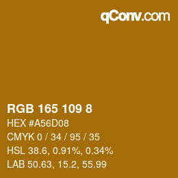 Color code: RGB 165 109 8 | qconv.com