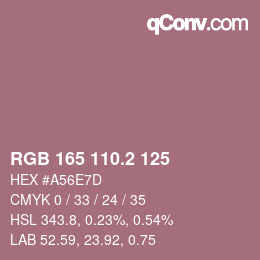 カラーコード: RGB 165 110.2 125 | qconv.com
