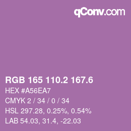 カラーコード: RGB 165 110.2 167.6 | qconv.com
