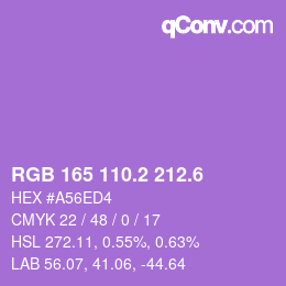 カラーコード: RGB 165 110.2 212.6 | qconv.com
