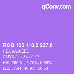 カラーコード: RGB 165 110.2 237.6 | qconv.com