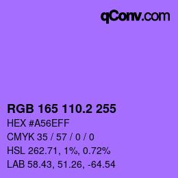 カラーコード: RGB 165 110.2 255 | qconv.com