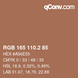 カラーコード: RGB 165 110.2 85 | qconv.com