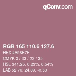 カラーコード: RGB 165 110.6 127.6 | qconv.com