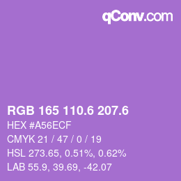カラーコード: RGB 165 110.6 207.6 | qconv.com