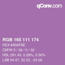 Color code: RGB 165 111 174 | qconv.com