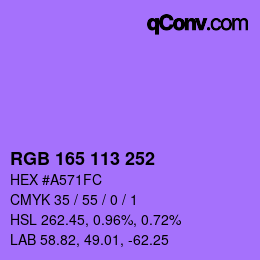 颜色代码: RGB 165 113 252 | qconv.com