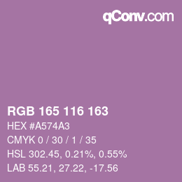 Color code: RGB 165 116 163 | qconv.com