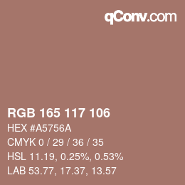 Farbcode: RGB 165 117 106 | qconv.com
