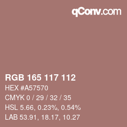 颜色代码: RGB 165 117 112 | qconv.com