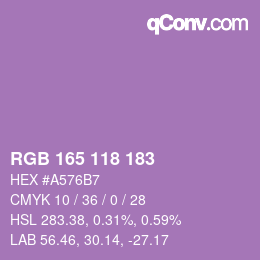 颜色代码: RGB 165 118 183 | qconv.com