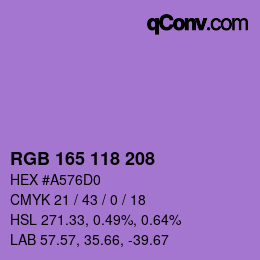Farbcode: RGB 165 118 208 | qconv.com