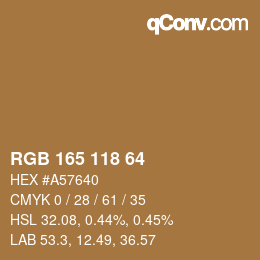 Color code: RGB 165 118 64 | qconv.com