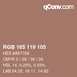 Color code: RGB 165 119 105 | qconv.com