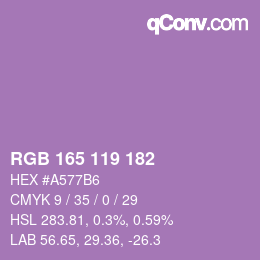 颜色代码: RGB 165 119 182 | qconv.com