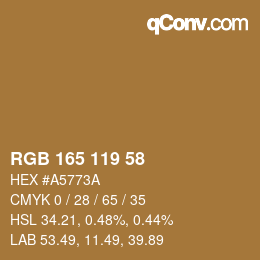 颜色代码: RGB 165 119 58 | qconv.com