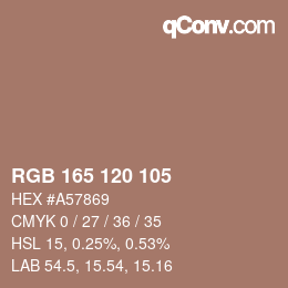 Código de color: RGB 165 120 105 | qconv.com