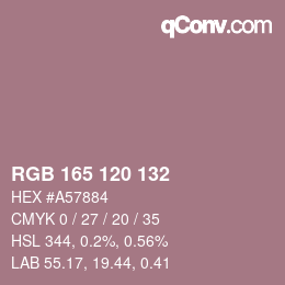 颜色代码: RGB 165 120 132 | qconv.com