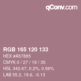 颜色代码: RGB 165 120 133 | qconv.com