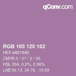 颜色代码: RGB 165 120 162 | qconv.com
